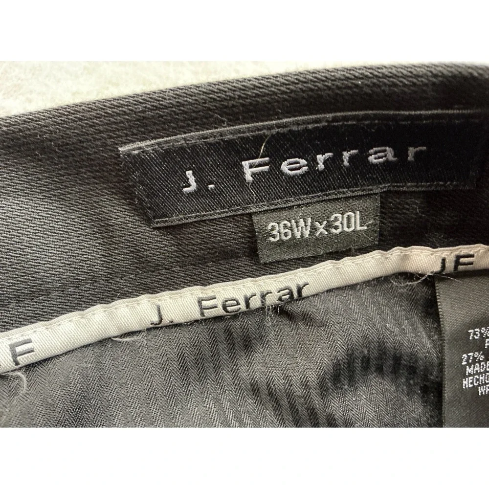J. Ferrar Dress Pants Mens 38x32 Black Flat Front Straight‎ Leg Business Formal